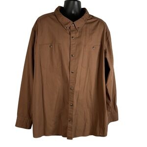 C.E. Schmidt Men's 4XL‎ Workwear Brown Cotton Long Sleeve Button Up Shirt